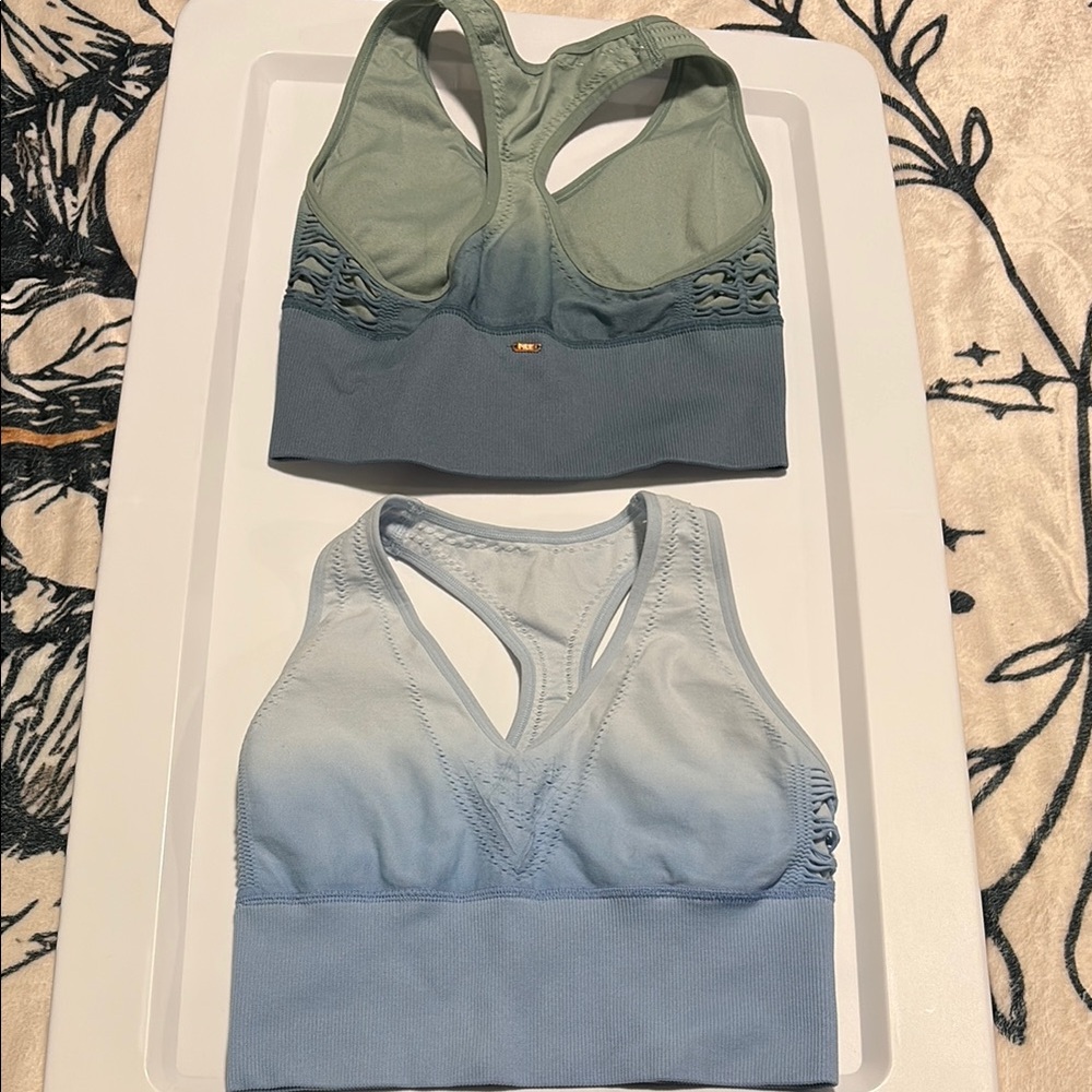 PINK Victoria's Secret Blue and Green Sports Bras with Racerback